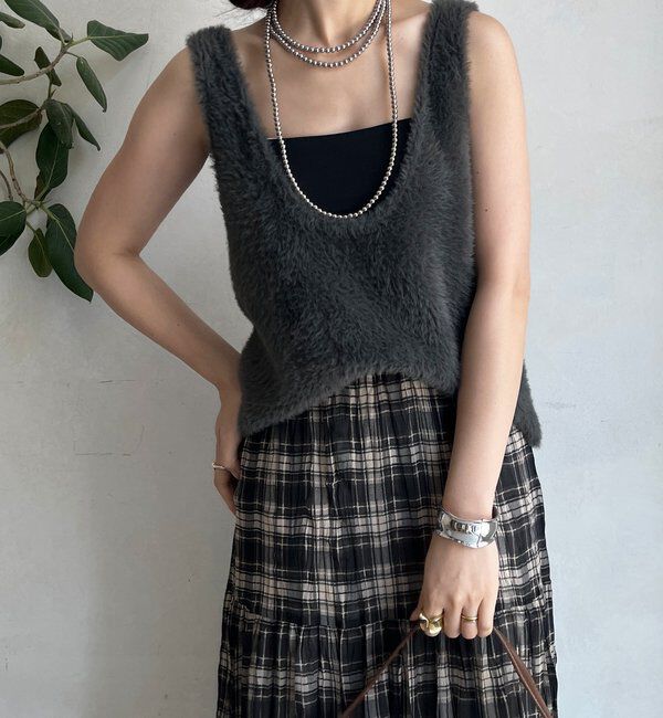  「前後2WAYシャギーニットタンクベスト」|ニット・セーター|