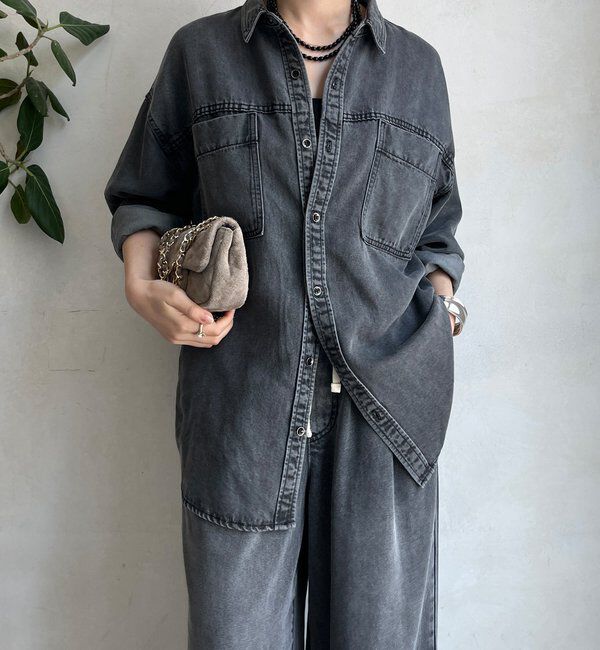  「リヨセルデニムポケットシャツ」|シャツ・ブラウス|ブラック