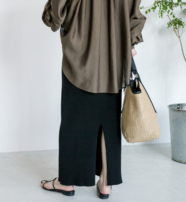  「【マイナス3kg/レビュー高評価☆】リブタイトスカート」|スカート|