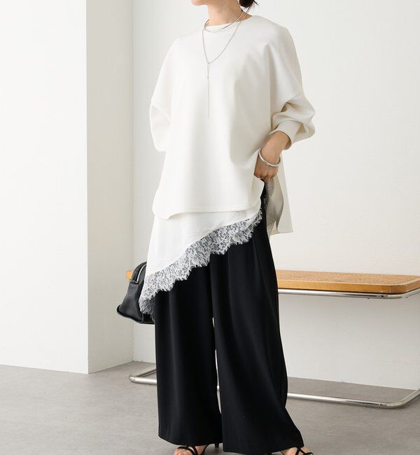  「【ウォッシャブル】【シーズンレスで使える】タックワイドスラックス」|チノ|