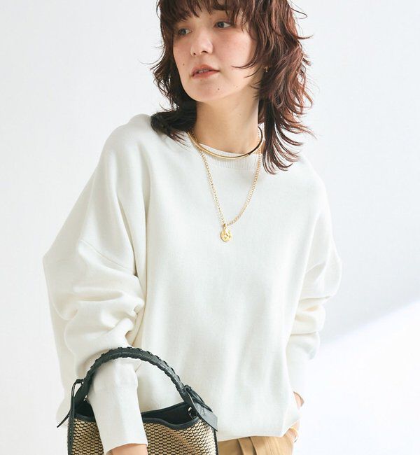  「【セットアップ対応】コットンスムースラウンドヘムニット」|ニット・セーター|オフホワイト