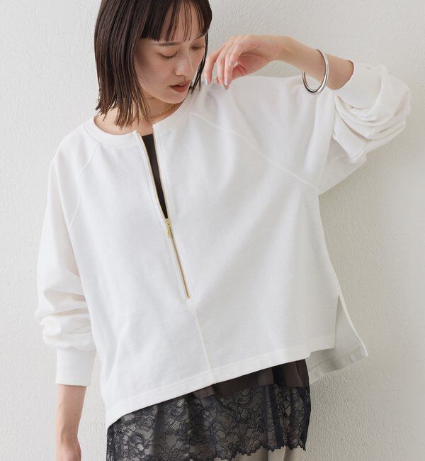  「【新色追加/抜け感◎】ハーフZIPスウェット」|Tシャツ・カットソー|ホワイト