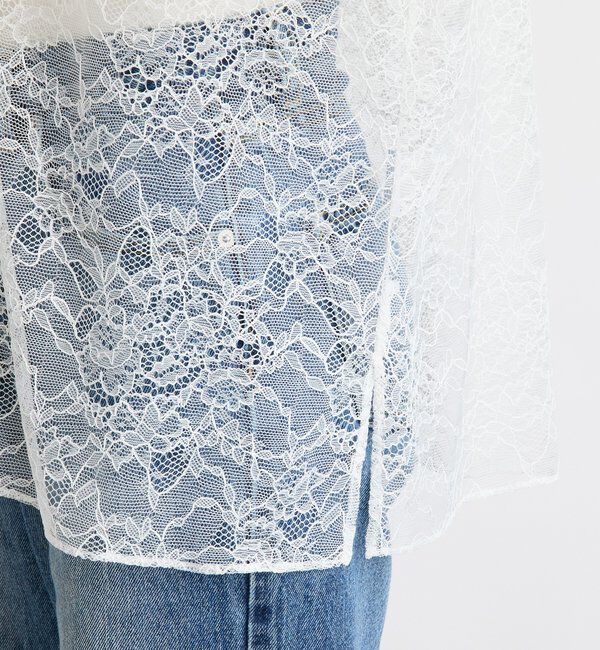  「【繊細なレースがアクセントに】フリルカラーレースブラウス」|シャツ・ブラウス|