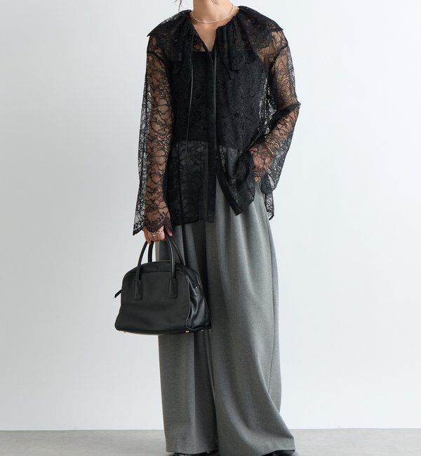  「【繊細なレースがアクセントに】フリルカラーレースブラウス」|シャツ・ブラウス|