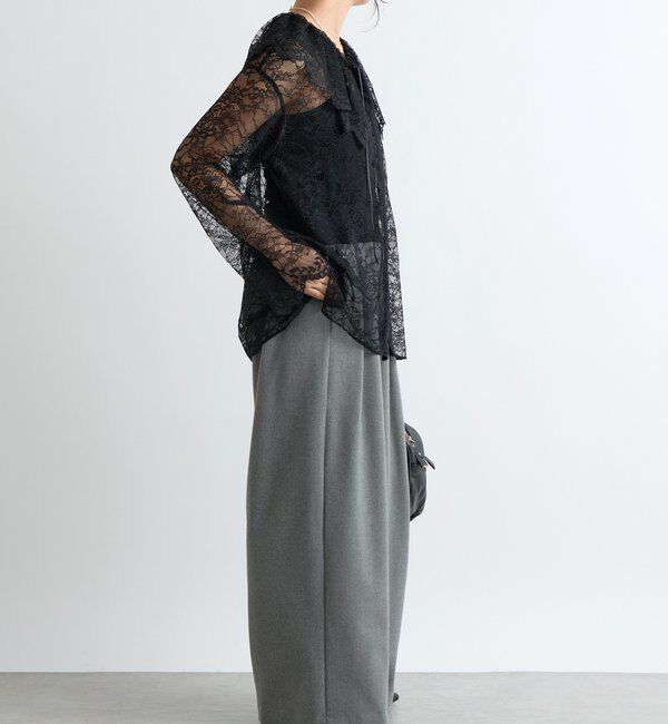  「【繊細なレースがアクセントに】フリルカラーレースブラウス」|シャツ・ブラウス|