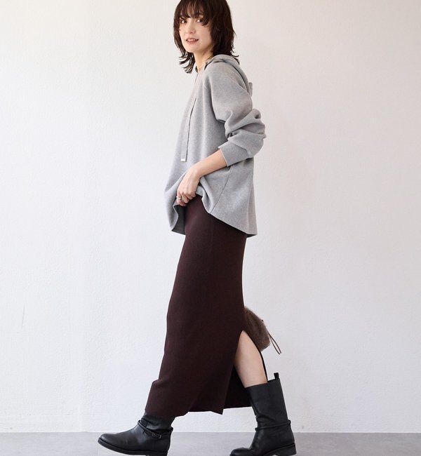  「【ロングシーズン活躍】スエットライクフーディニット」|ニット・セーター|