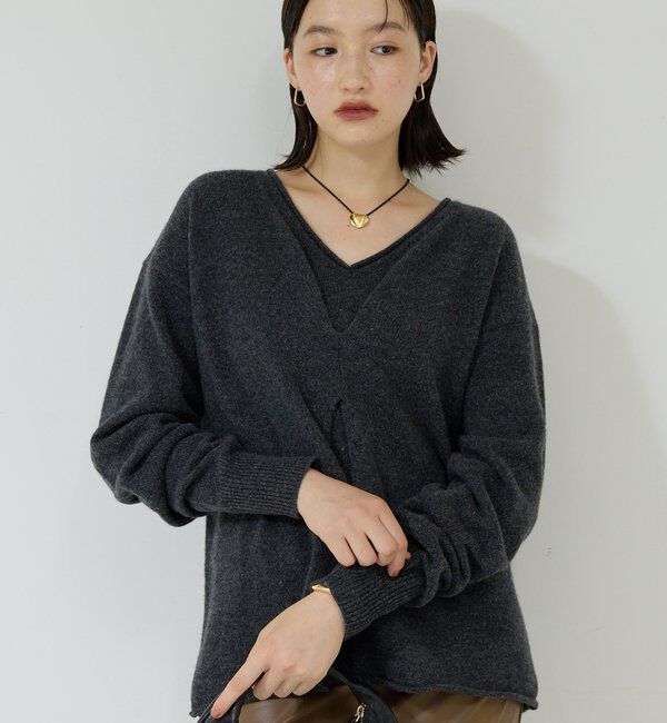  「ウールカシミヤタックVプルオーバー」|ニット・セーター|