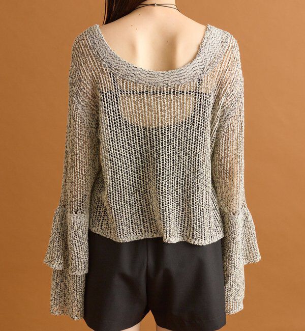  「フリルスリーブメッシュカーデ」|カーディガン|