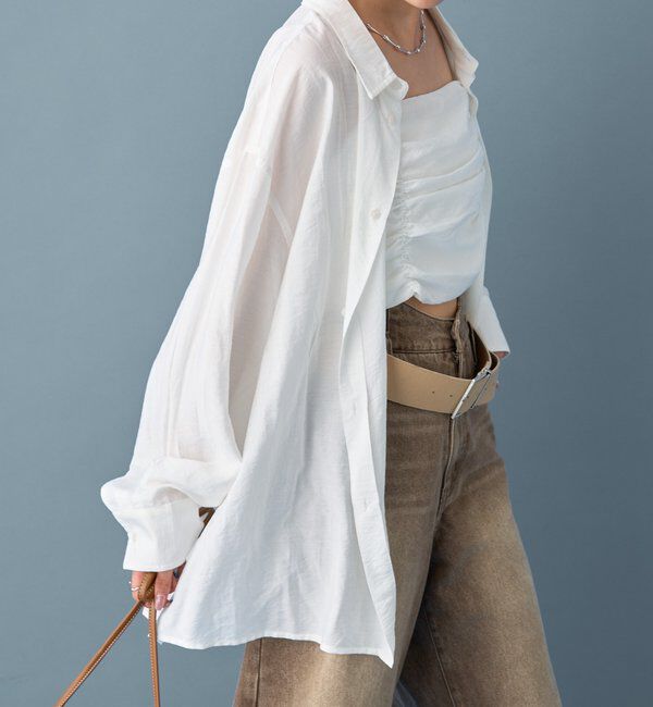  「【着こなし豊富◎】チェックビスチェSETビッグシャツ」|シャツ・ブラウス|