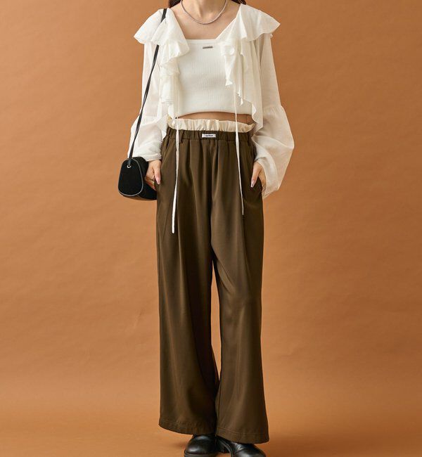  「【オールシーズン対応/WEB限定アイボリー】フリルイージーパンツ」|チノ|