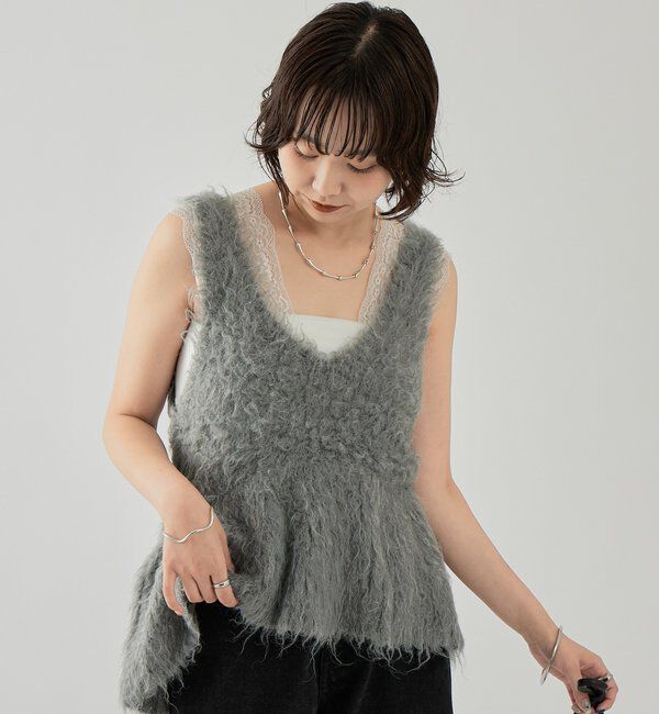  「シャギーニット ペプラムベスト」|ニット・セーター|