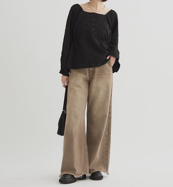  「エンボスパフ 長袖ブラウス」|シャツ・ブラウス|