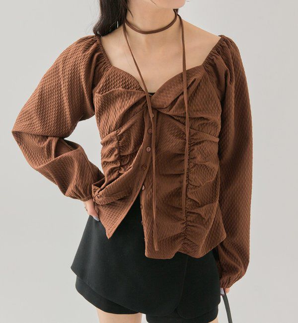  「長袖パフビスチェブラウス」|シャツ・ブラウス|