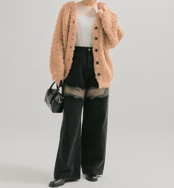  「レース切替デニム」|デニム|