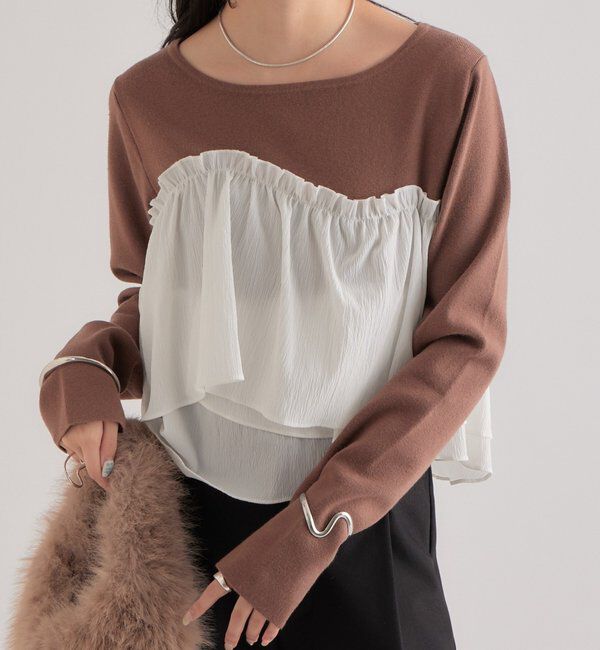  「ビスチェドッキングニット」|ニット・セーター|キャメル