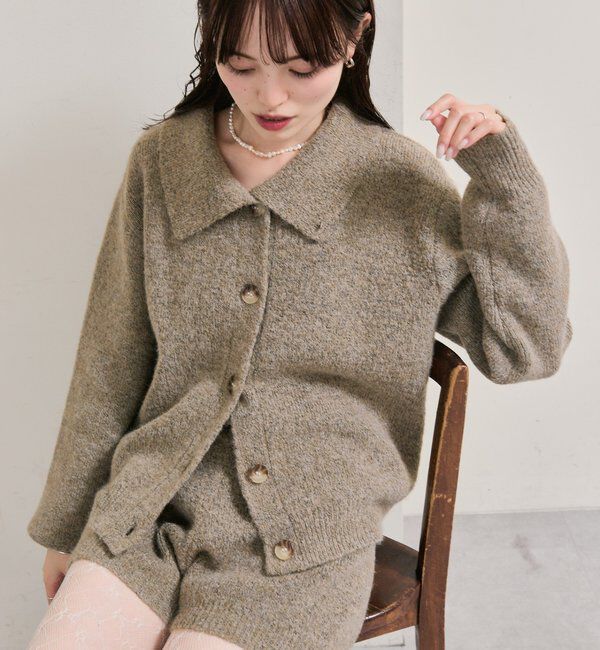  「襟付きプレートニットカーディガン」|カーディガン|