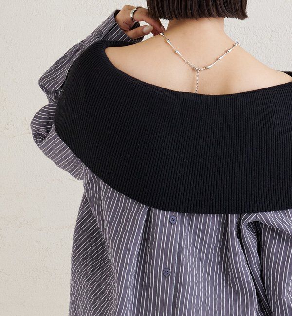  「オフショルリブストライプシャツ」|シャツ・ブラウス|