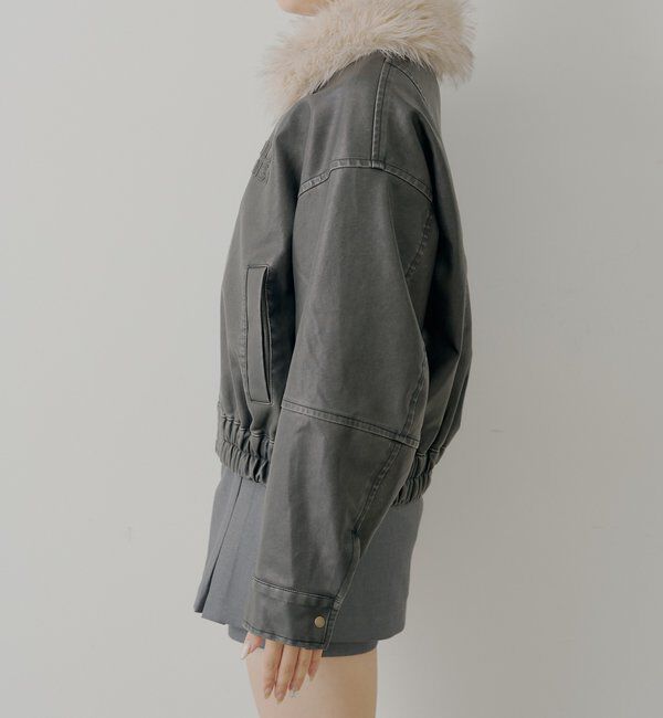  「【ファー取り外し可能】フェイクレザールーズジップブルゾン」|ブルゾン・スタジャン|