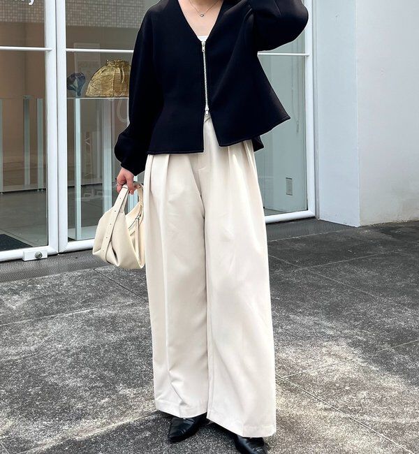  「【スタイルアップが叶う/伸縮性◎】ペプラムジップカーディガン」|Tシャツ・カットソー|