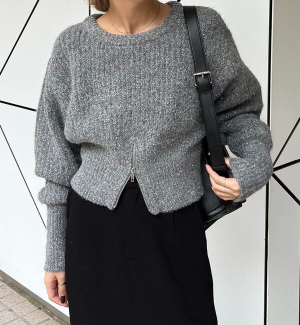  「裾ジップラメプルオーバー」|ニット・セーター|