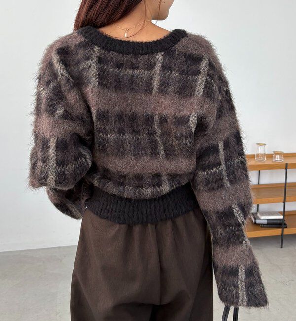  「チェックシャギープルオーバー」|ニット・セーター|