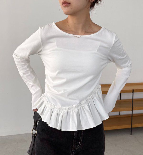  「【前後2WAY】アシメフリルロンT」|Tシャツ・カットソー|