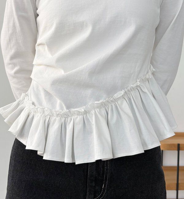  「【前後2WAY】アシメフリルロンT」|Tシャツ・カットソー|