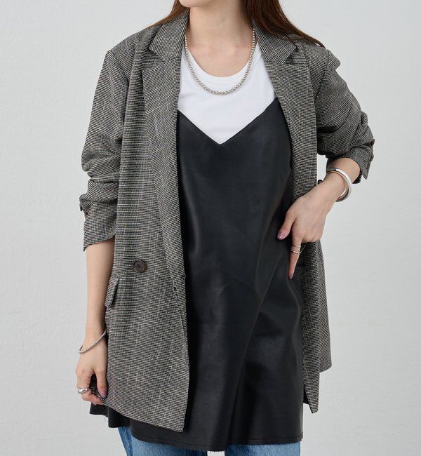  「《レイヤードにも◎》レザーチュニックキャミ」|シャツ・ブラウス|