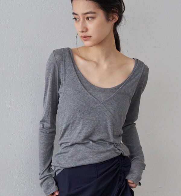  「ビスチェレイヤードカットソー」|Tシャツ・カットソー|グレー