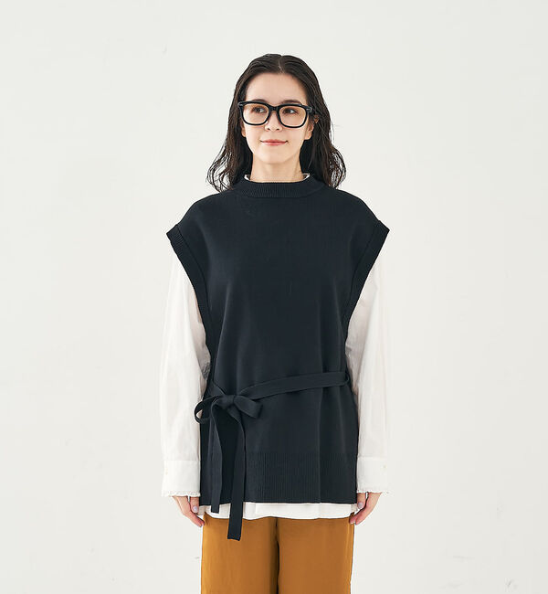 collex「ベルト付バックスリットニットベスト」|ベスト・ジレ|