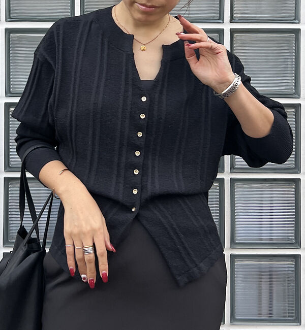 Rouge vif「変形ストライプ前後2WAYニット / カーディガン」|ニット・セーター|