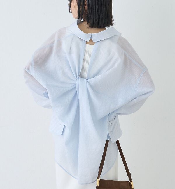 Rouge vif「【2026SS新作】【人気追加】バックツイストシャツ」|シャツ・ブラウス|サックスブルー