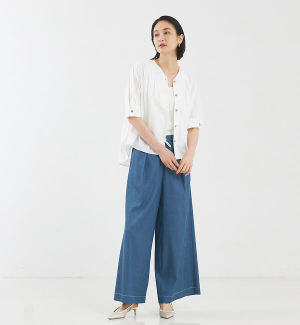 qualite「Vネックタックシャツ」|シャツ・ブラウス|