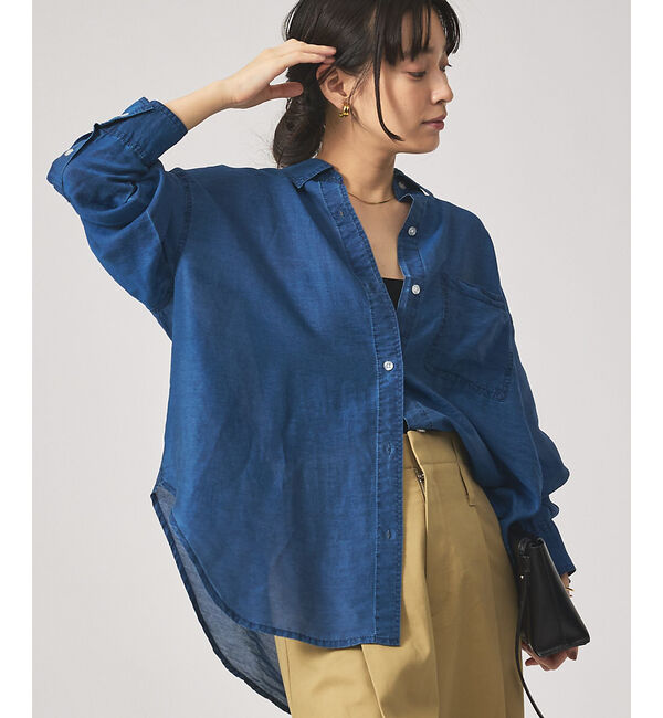 qualite「シアーデニムライクシャツ」|シャツ・ブラウス|インディゴ
