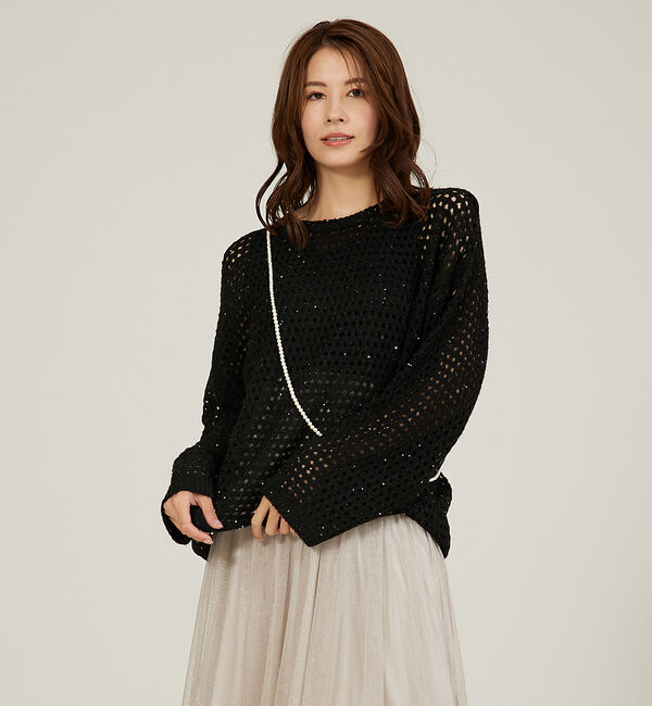 abahouse mavie「メッシュスパンコールニット」|ニット・セーター|