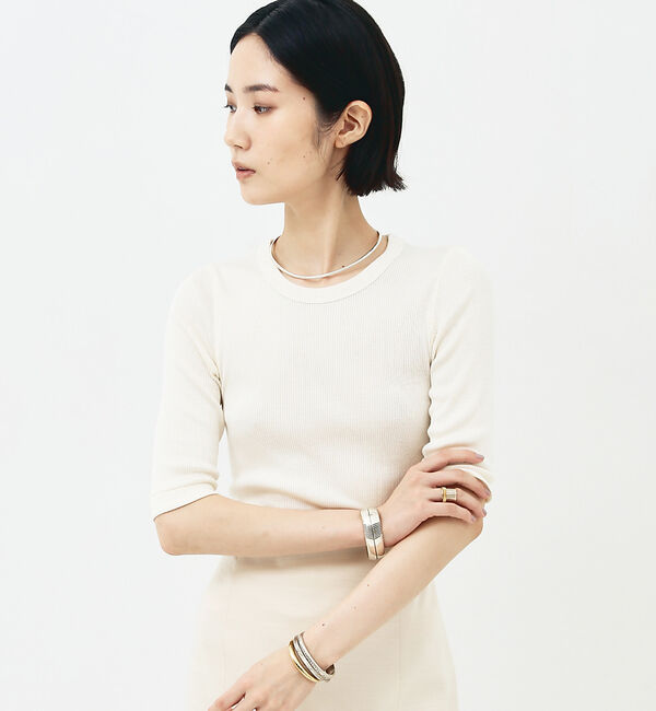 The Store by C' 「【COCUCA】ウォッシャブルシルクリブプルオーバー」|Tシャツ・カットソー|オフホワイト