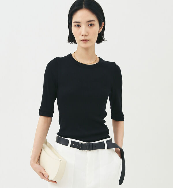 The Store by C' 「【COCUCA】ウォッシャブルシルクリブプルオーバー」|Tシャツ・カットソー|ブラック