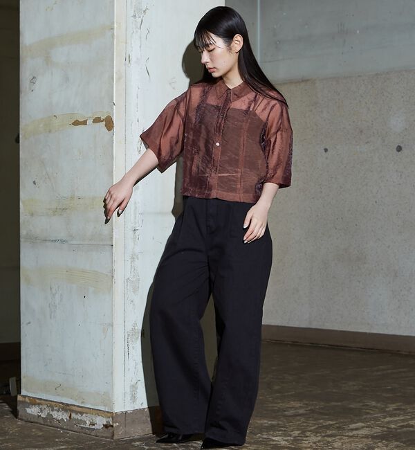 NOMINE「ハーフスリーブ シアー シャツ」|シャツ・ブラウス|