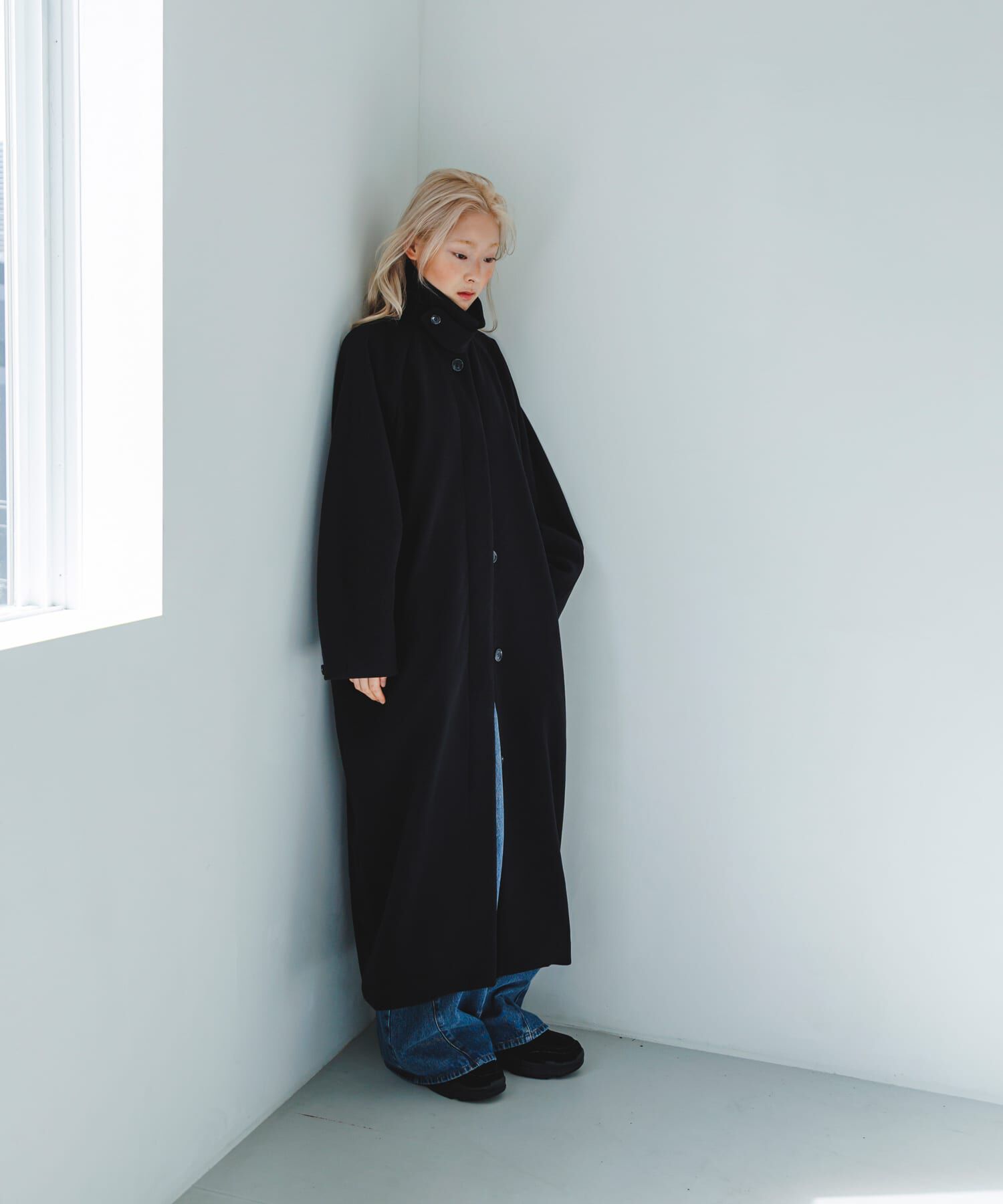  「ステンカラーコクーンロングコート」|ステンカラーコート|