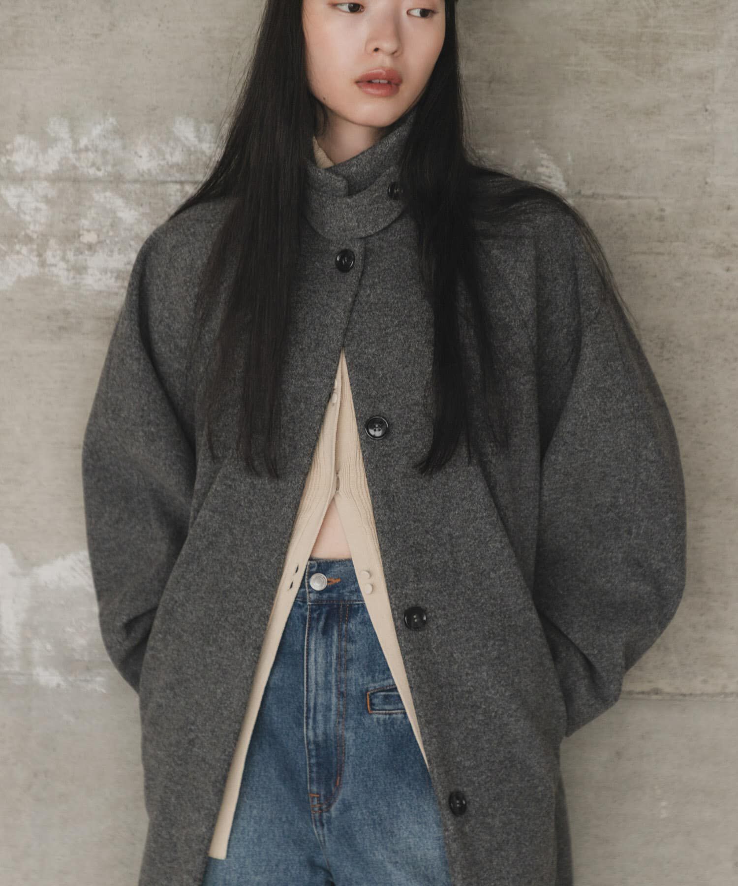  「ステンカラーコクーンロングコート」|ステンカラーコート|