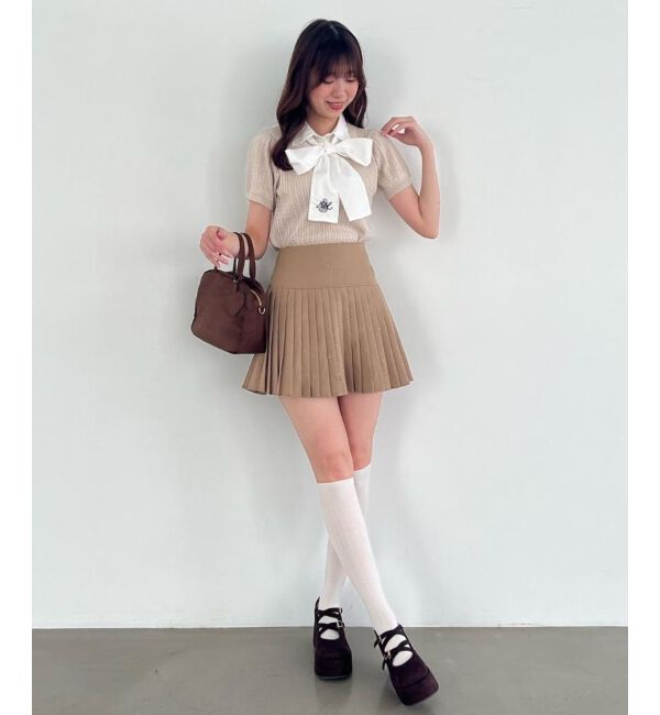  「リボンセットドッキング半袖ニット」|ニット・セーター|