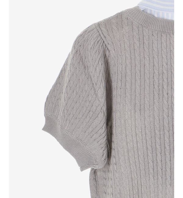  「リボンセットドッキング半袖ニット」|ニット・セーター|