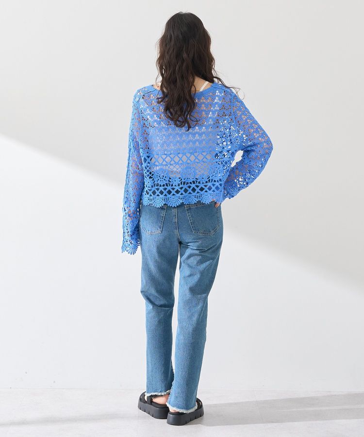 earth music&ecology「クロシェ風Vネックカーディガン」|カーディガン|