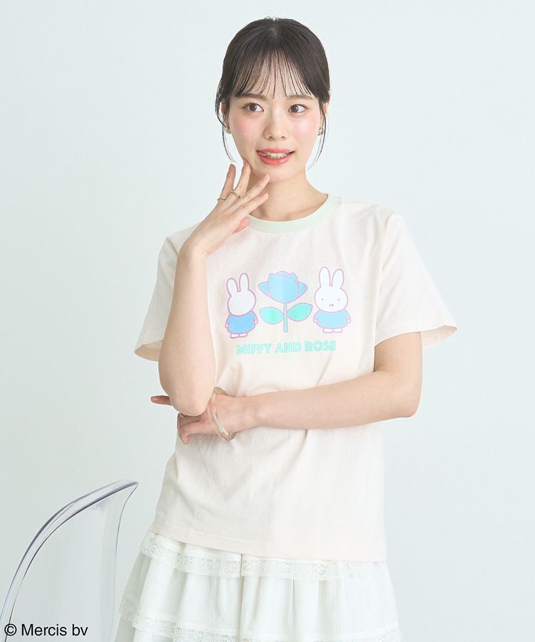 earth music&ecology「miffy/earth Rose ringer Tee」|Tシャツ・カットソー|