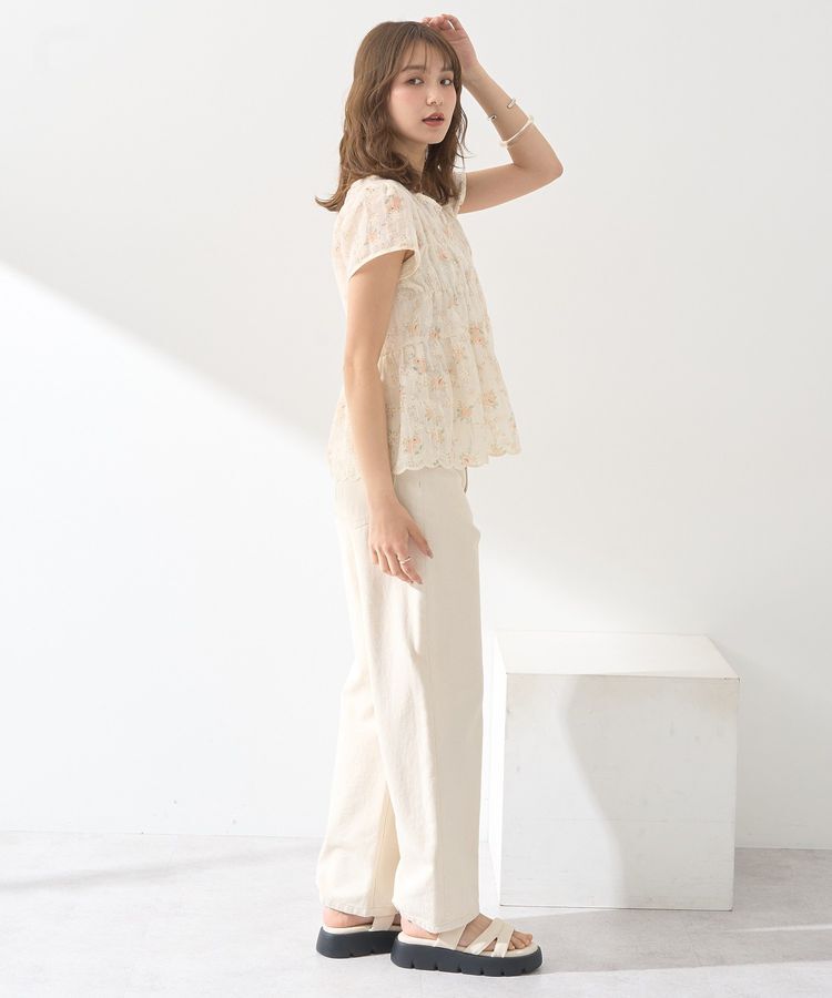 earth music&ecology「フラワープリント刺繍ブラウス」|シャツ・ブラウス|