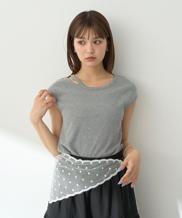 earth music&ecology「カットデザインフレンチスリーブプルオーバー」|Tシャツ・カットソー|