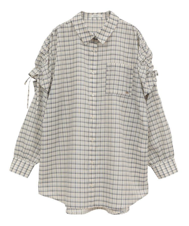 earth music&ecology「2wayショルダードロストリボンチェックシャツ」|シャツ・ブラウス|