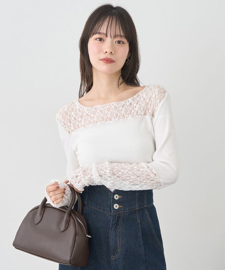 earth music&ecology「レース&times;アイレットプルオーバー」|Tシャツ・カットソー|