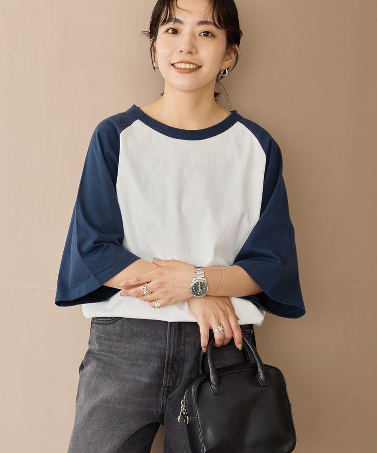 AMERICAN HOLIC「ラグラン配色7分袖プルオーバー」|Tシャツ・カットソー|Ivory