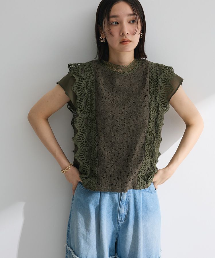 Green Parks「・Petit Fleur フレンチレーシーブラウス」|シャツ・ブラウス|Khaki